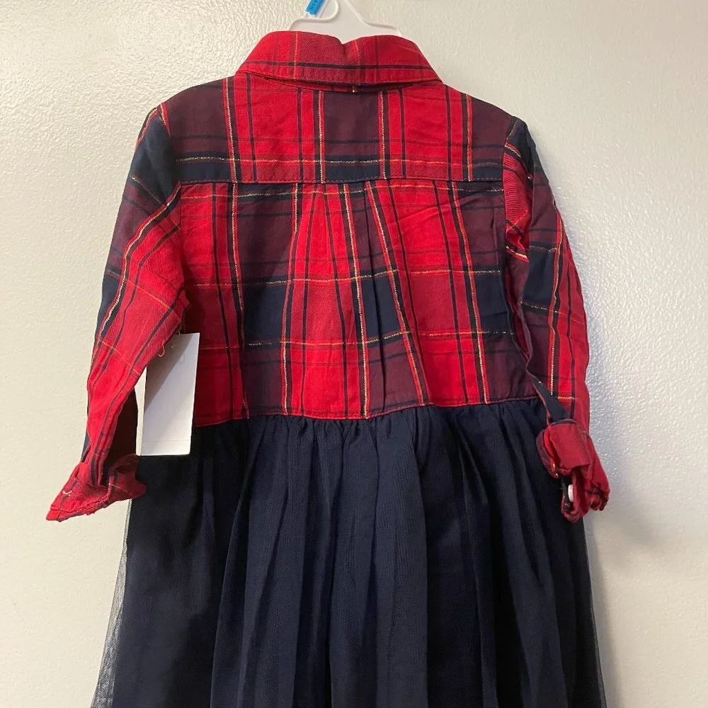NWT! OshKosh B’gosh Sparkle Plaid & Tulle‎ Dress Size-18 MOS